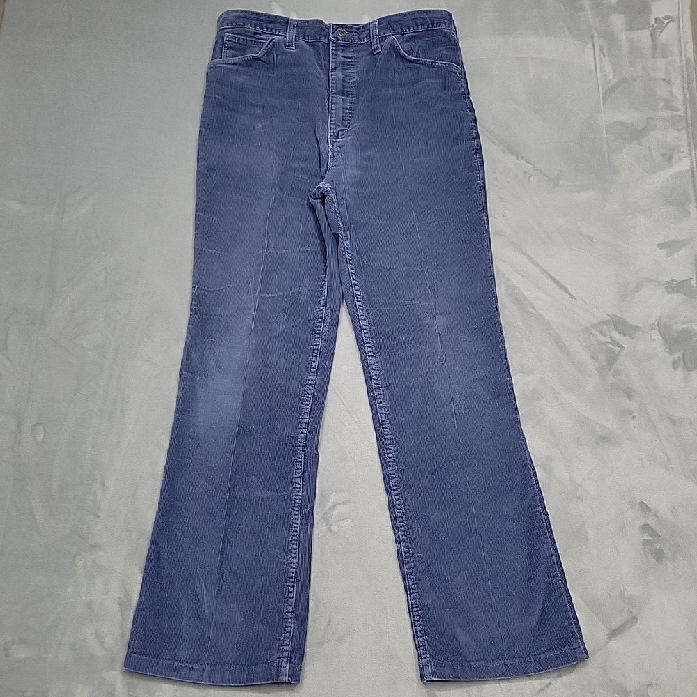 Vintage  Wrangler Pants Womens 34 X‎ Long Blue Corduroy Cowboy Flare Made In USA